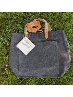 Thirty-One Window Shopper Tote Vintage Slate Color Brown Handles/ Shoulder Strap